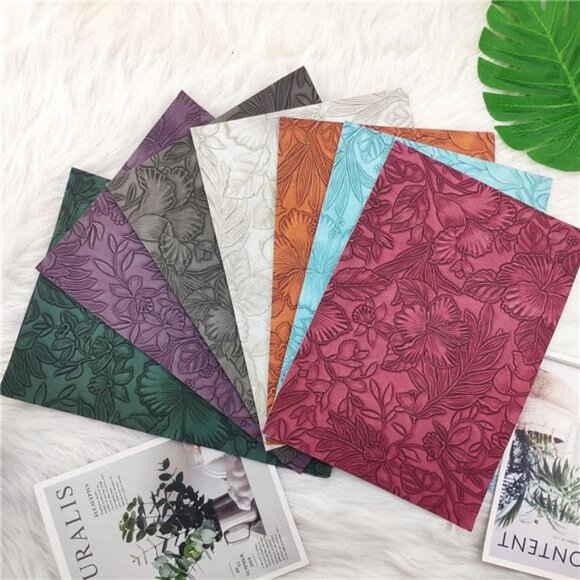 7 Pcs Embossed Faux Leather Sheets for Earrings Purses Making, 8.2" X 11.8" - Picture 6 of 8